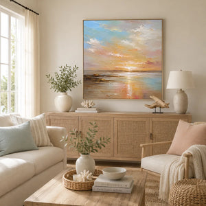 Pastel Tide Seascape Wall Art room scene 5 | Oildeco