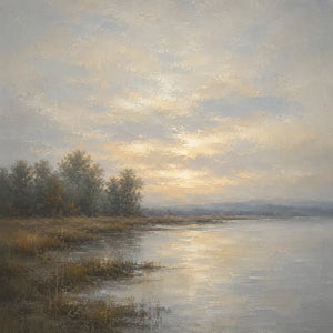 Misty Lake Landscape Wall Art | Oildeco