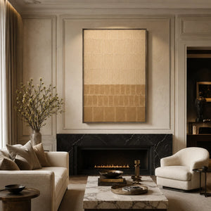 Sand Grid Textured Wall Art styled in a modern living room | Oildeco
