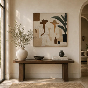 Palm Figures Abstract Wall Art room scene 1 | Oildeco