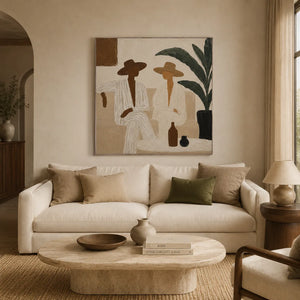Palm Figures Abstract Wall Art room scene 3 | Oildeco
