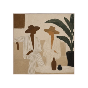 Palm Figures Abstract Wall Art room scene 6 | Oildeco
