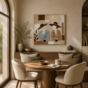 Desert Figures Abstract Wall Art room scene 1 | Oildeco