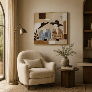 Desert Figures Abstract Wall Art room scene 5 | Oildeco
