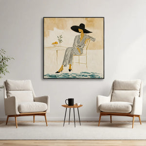 Coastal Muse Figure Wall Art styled in a reading room | OILDECO