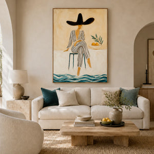 Citrus Muse Figure Wall Art styled in a living room | OILDECO