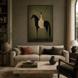 Rider in Olive Wall Art room scene 1 | Oildeco