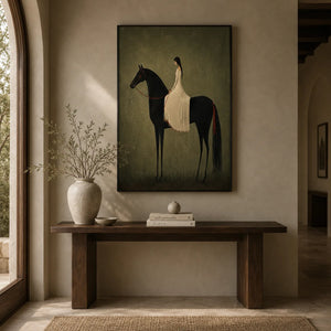 Rider in Olive Wall Art room scene 2 | Oildeco