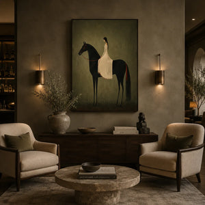 Rider in Olive Wall Art room scene 4 | Oildeco