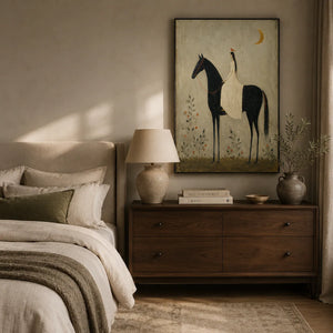 Moonlit Rider Horse Wall Art room scene 1 | Oildeco