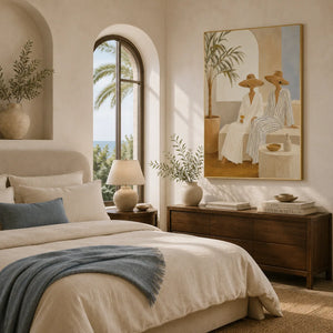 Palm Shade Figures Wall Art room scene 1 | Oildeco