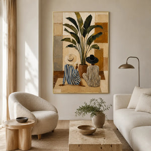 Tropical Vessel Still Life Wall Art styled interior scene 4 | Oildeco