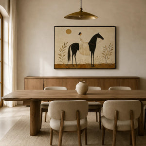 Sunlit Rider Horse Wall Art styled interior scene 3 | Oildeco