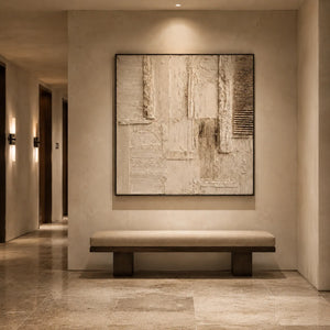 Woven Blocks Textured Wall Art displayed in a bright dining room | Oildeco