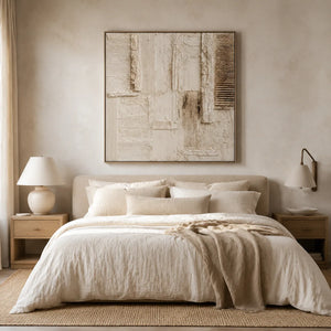 Woven Blocks Textured Wall Art styled with minimal interior decor | Oildeco