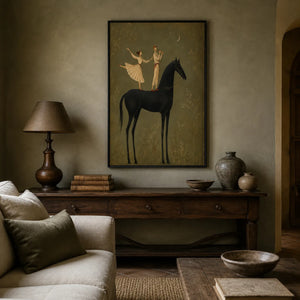 Equestrian Duet Figure Wall Art styled interior scene 1 | Oildeco
