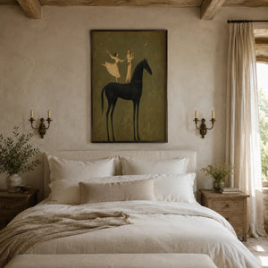 Equestrian Duet Figure Wall Art styled interior scene 2 | Oildeco