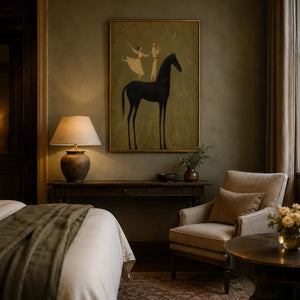 Equestrian Duet Figure Wall Art styled interior scene 3 | Oildeco