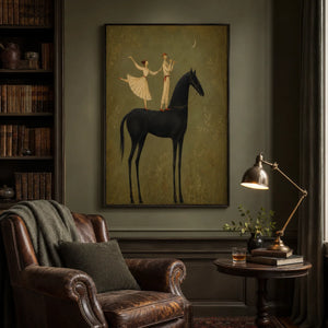 Equestrian Duet Figure Wall Art styled interior scene 4 | Oildeco