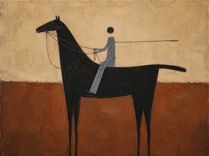 Terracotta Rider Horse Wall Art artwork view | Oildeco