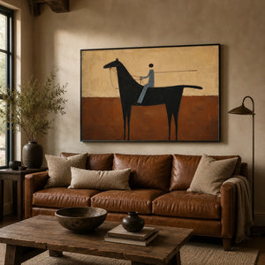 Terracotta Rider Horse Wall Art styled interior scene 1 | Oildeco