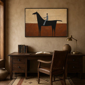 Terracotta Rider Horse Wall Art styled interior scene 2 | Oildeco