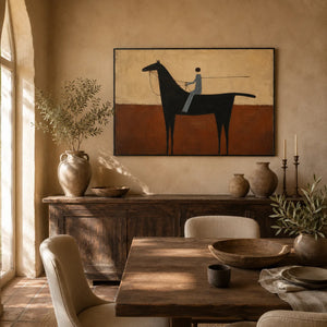 Terracotta Rider Horse Wall Art styled interior scene 3 | Oildeco