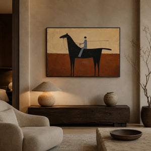 Terracotta Rider Horse Wall Art styled interior scene 4 | Oildeco