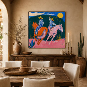 Chromatic Riders Horse Wall Art styled interior scene 2 | Oildeco
