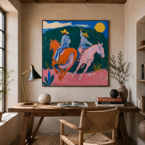 Chromatic Riders Horse Wall Art styled interior scene 3 | Oildeco
