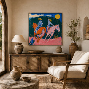 Chromatic Riders Horse Wall Art styled interior scene 5 | Oildeco