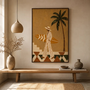 Palm Walk Figure Wall Art styled interior scene 1 | Oildeco