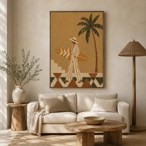 Palm Walk Figure Wall Art styled interior scene 2 | Oildeco