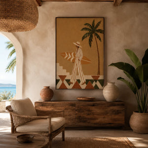 Palm Walk Figure Wall Art styled interior scene 4 | Oildeco
