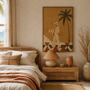 Palm Walk Figure Wall Art styled interior scene 5 | Oildeco