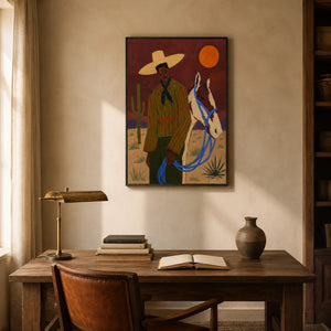 Desert Companion Horse Wall Art styled interior scene 2 | Oildeco