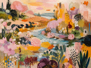 Blush Garden Stream Wall Art artwork view | Oildeco