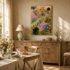 Wildflower Path Floral Wall Art styled interior scene 1 | Oildeco