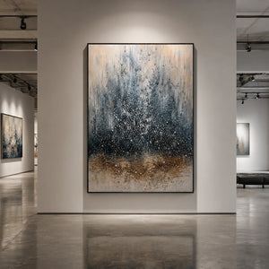 Blue Mist Abstract Wall Art styled with minimal interior decor | Oildeco