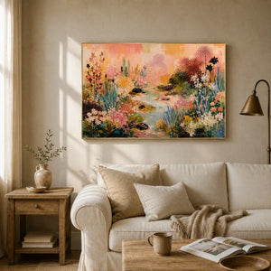 Blossom Creek Floral Wall Art styled interior scene 1 | Oildeco