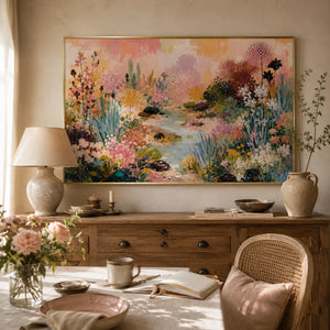 Blossom Creek Floral Wall Art styled interior scene 2 | Oildeco