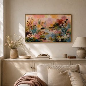 Blossom Creek Floral Wall Art styled interior scene 5 | Oildeco