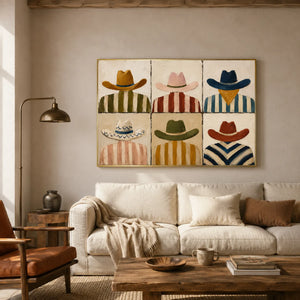 Western Hat Grid Wall Art styled interior scene 1 | OILDECO