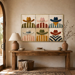 Western Hat Grid Wall Art styled interior scene 2 | OILDECO