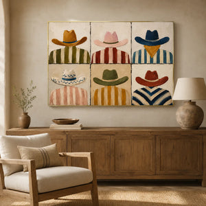 Western Hat Grid Wall Art styled interior scene 4 | OILDECO