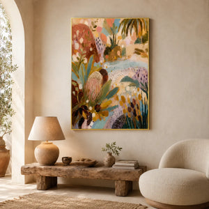Desert Bloom Abstract Wall Art styled interior scene 3 | OILDECO