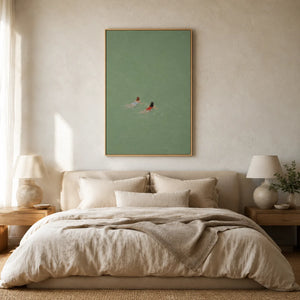 Sea Green Swimmers Wall Art styled interior scene 2 | OILDECO