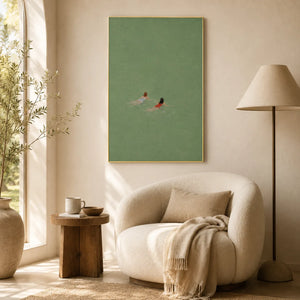 Sea Green Swimmers Wall Art styled interior scene 4 | OILDECO