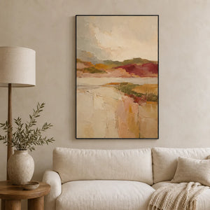 Blush Valley Landscape Wall Art styled interior scene 1 | OILDECO