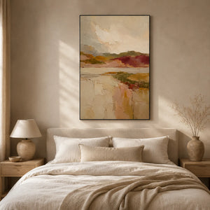 Blush Valley Landscape Wall Art styled interior scene 2 | OILDECO